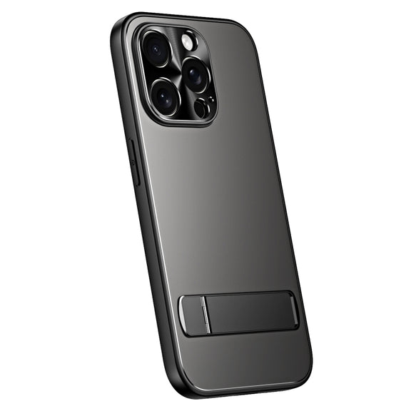 For iPhone 13 Pro Max R-JUST RJ-61 Electroplating Frosted TPU + PC Phone Case with Holder(Grey)