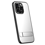 For iPhone 13 Pro Max R-JUST RJ-61 Electroplating Frosted TPU + PC Phone Case with Holder(Silver)