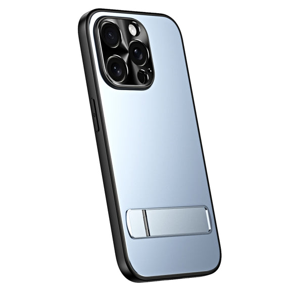 For iPhone 12 Pro Max R-JUST RJ-61 Electroplating Frosted TPU + PC Phone Case with Holder(Blue)