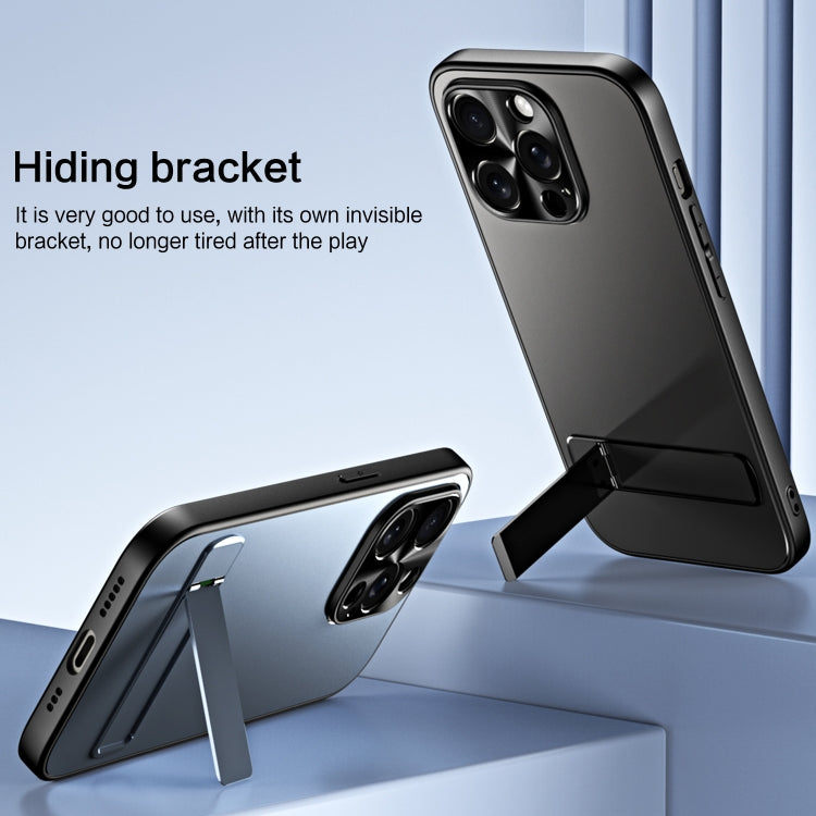 For iPhone 14 Plus R-JUST RJ-61 Electroplating Frosted TPU + PC Phone Case with Holder(Silver)