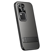 For vivo S18 Pro R-JUST RJ-61 Electroplating Frosted TPU + PC Phone Case with Holder(Grey)