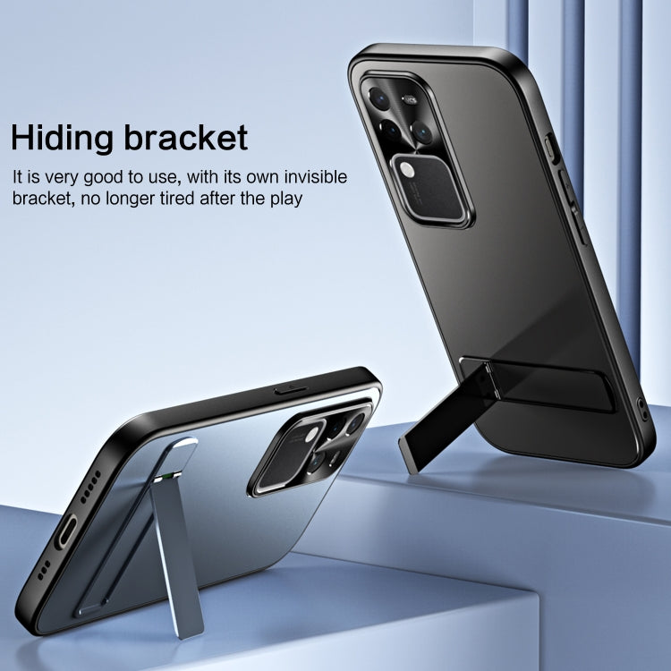 For vivo S18 Pro R-JUST RJ-61 Electroplating Frosted TPU + PC Phone Case with Holder(Silver)