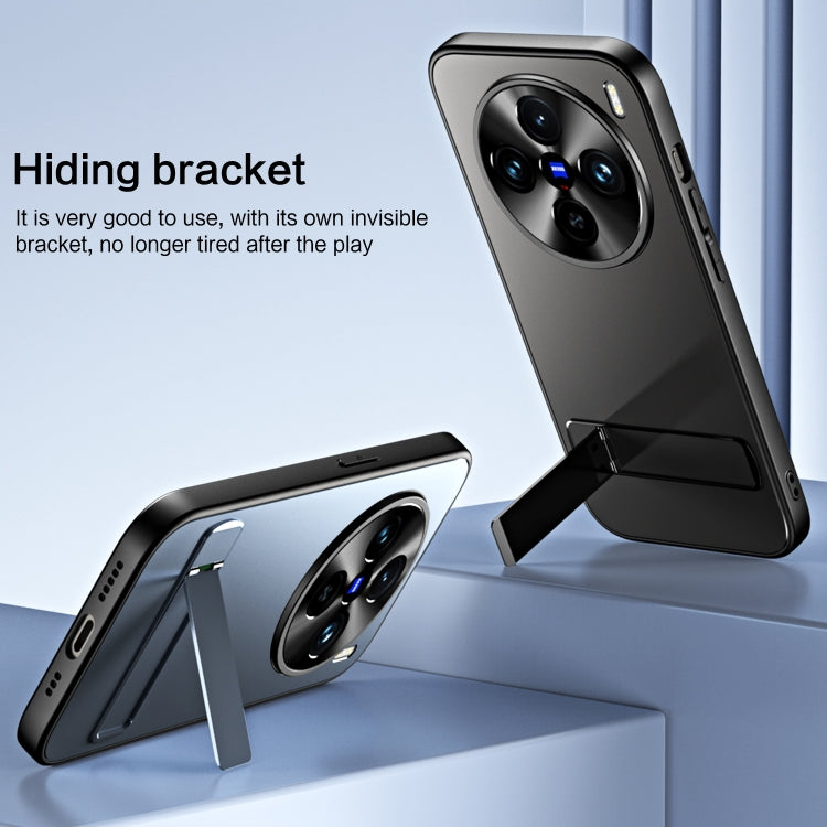 For vivo X100 / X100 Pro R-JUST RJ-61 Electroplating Frosted TPU + PC Phone Case with Holder(Silver)
