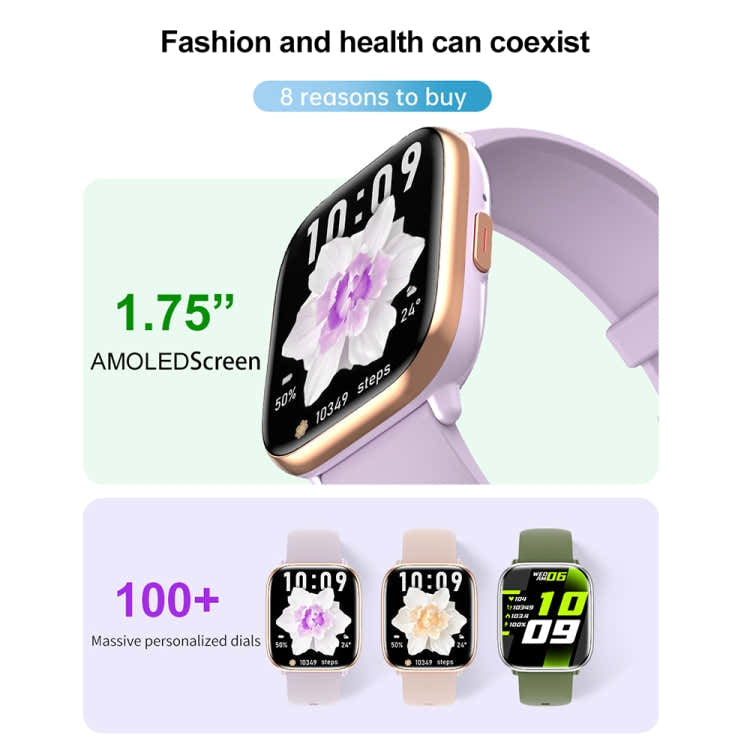 HD12 1.75 inch IP68 Water-resistant Smart Watch, Support Blood Oxygen Monitoring(Pink)