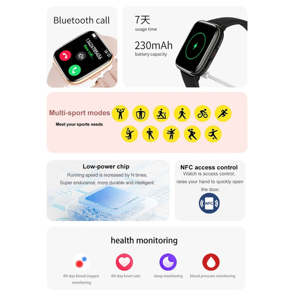 HD12 1.75 inch IP68 Water-resistant Smart Watch, Support Blood Oxygen Monitoring(Pink)