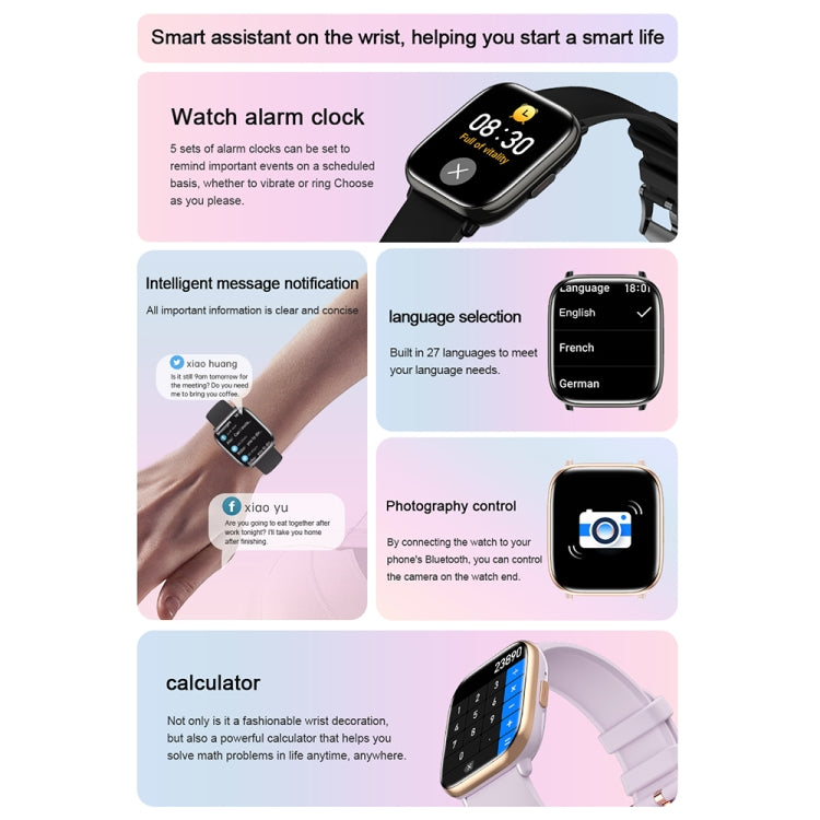HD12 1.75 inch IP68 Water-resistant Smart Watch, Support Blood Oxygen Monitoring(Black)