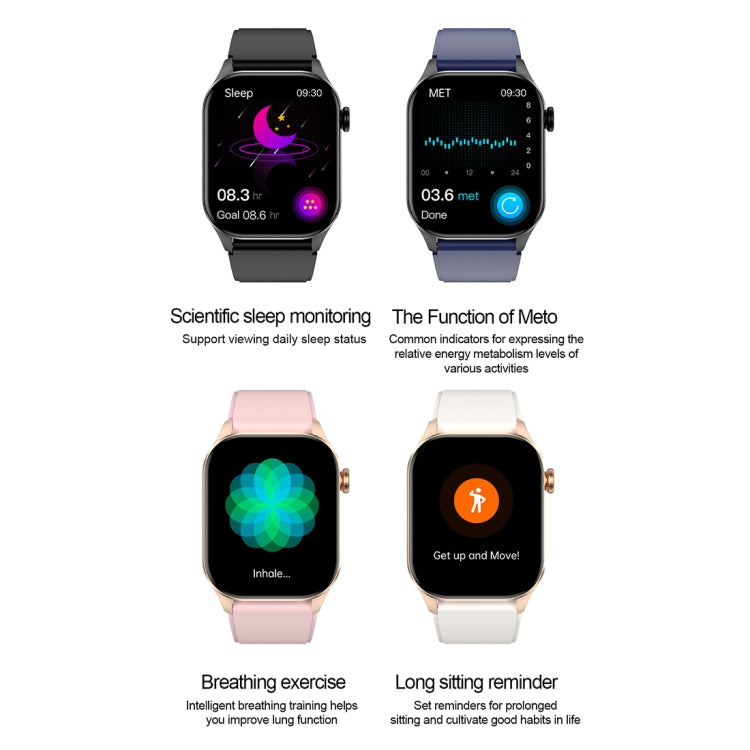 T98 2.04 inch IP68 Water-resistant Bluetooth Call Smart Watch, Support Blood Oxygen Monitoring(Black)