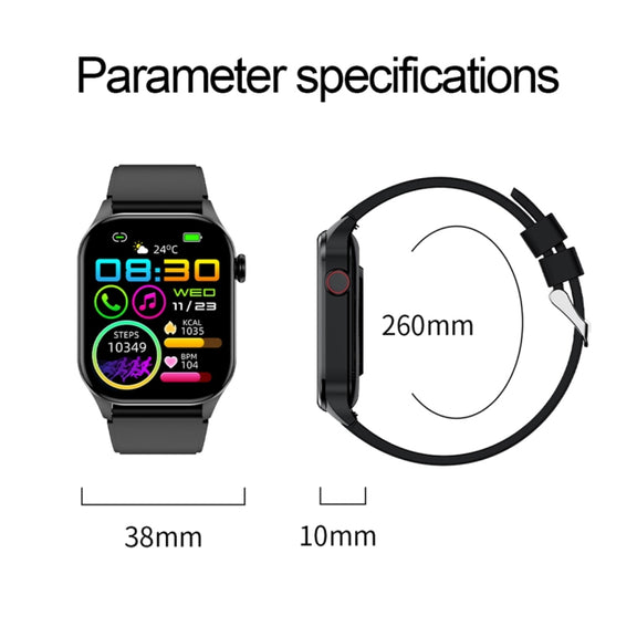 T98 2.04 inch IP68 Water-resistant Bluetooth Call Smart Watch, Support Blood Oxygen Monitoring(Black)