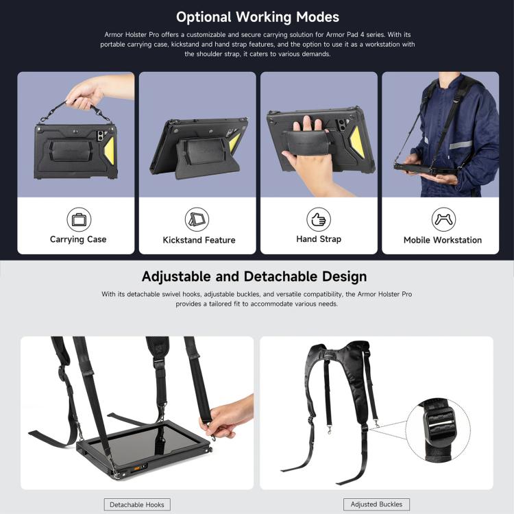 For Ulefone Armor Pad 4 Series Ulefone 4 in 1 Multi-purpose Tablet Carry Case(Black)