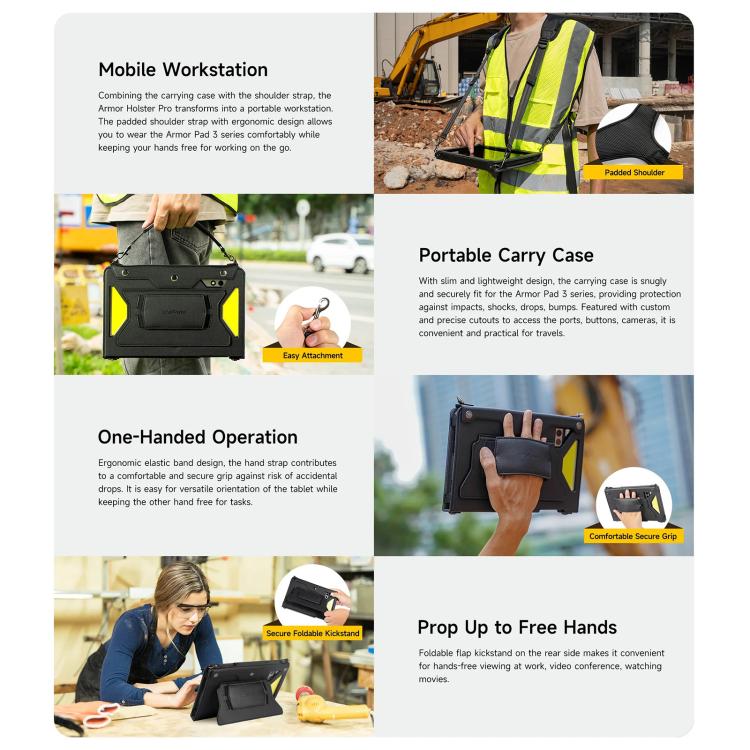 For Ulefone Armor Pad 4 Series Ulefone 4 in 1 Multi-purpose Tablet Carry Case(Black)