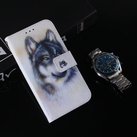 For Google Pixel 9 Pro Coloured Drawing Flip Leather Phone Case(White Wolf)