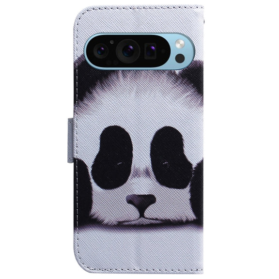 For Google Pixel 9 Pro Coloured Drawing Flip Leather Phone Case(Panda)