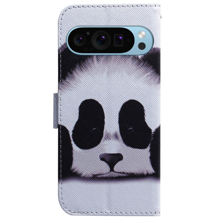 For Google Pixel 9 Pro Coloured Drawing Flip Leather Phone Case(Panda)