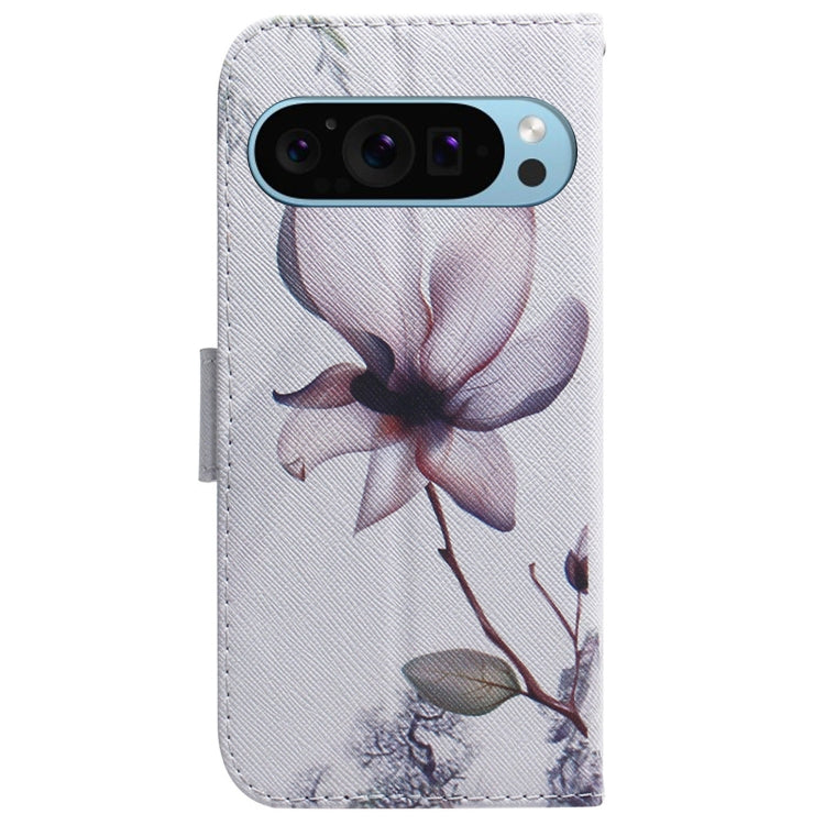 For Google Pixel 9 Pro Coloured Drawing Flip Leather Phone Case(Magnolia)