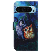 For Google Pixel 9 Coloured Drawing Flip Leather Phone Case(Oil Painting Owl)