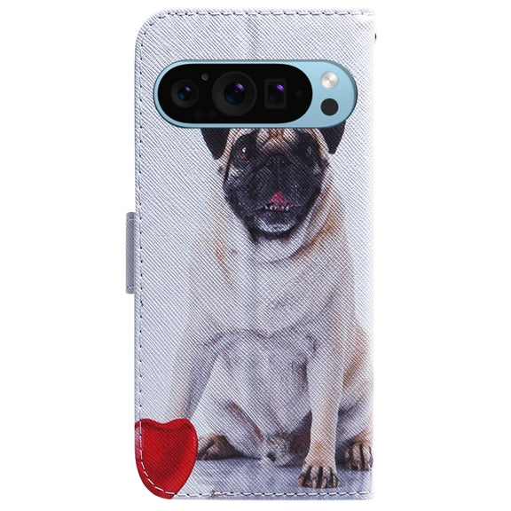 For Google Pixel 9 Coloured Drawing Flip Leather Phone Case(Pug)