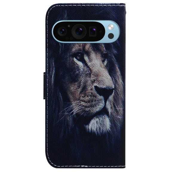 For Google Pixel 9 Coloured Drawing Flip Leather Phone Case(Lion)