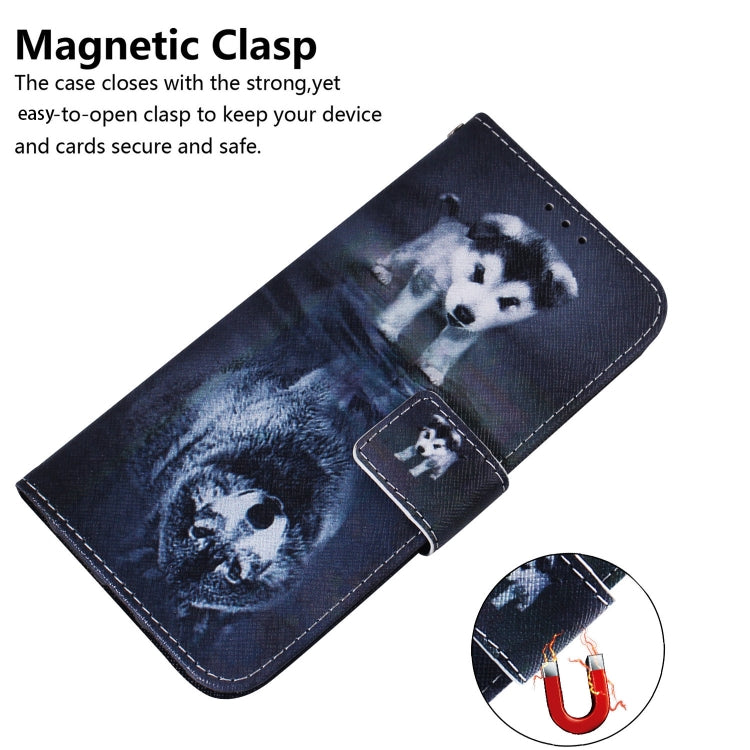 For Google Pixel 9 Coloured Drawing Flip Leather Phone Case(Wolf and Dog)