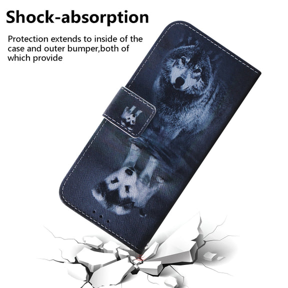 For Google Pixel 9 Coloured Drawing Flip Leather Phone Case(Wolf and Dog)