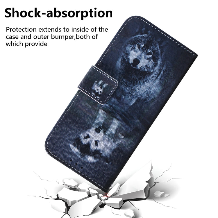For Google Pixel 9 Coloured Drawing Flip Leather Phone Case(Wolf and Dog)