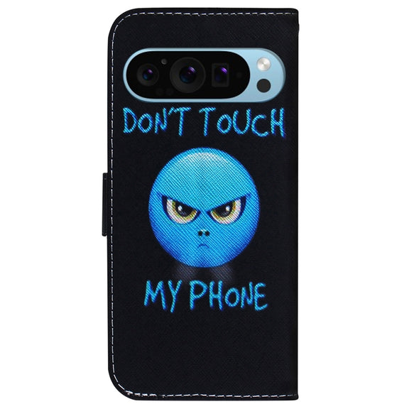 For Google Pixel 9 Coloured Drawing Flip Leather Phone Case(Anger)