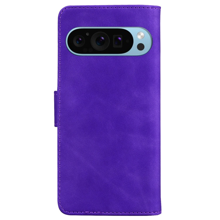 For Google Pixel 9 Pro Skin Feel Pure Color Flip Leather Phone Case(Purple)
