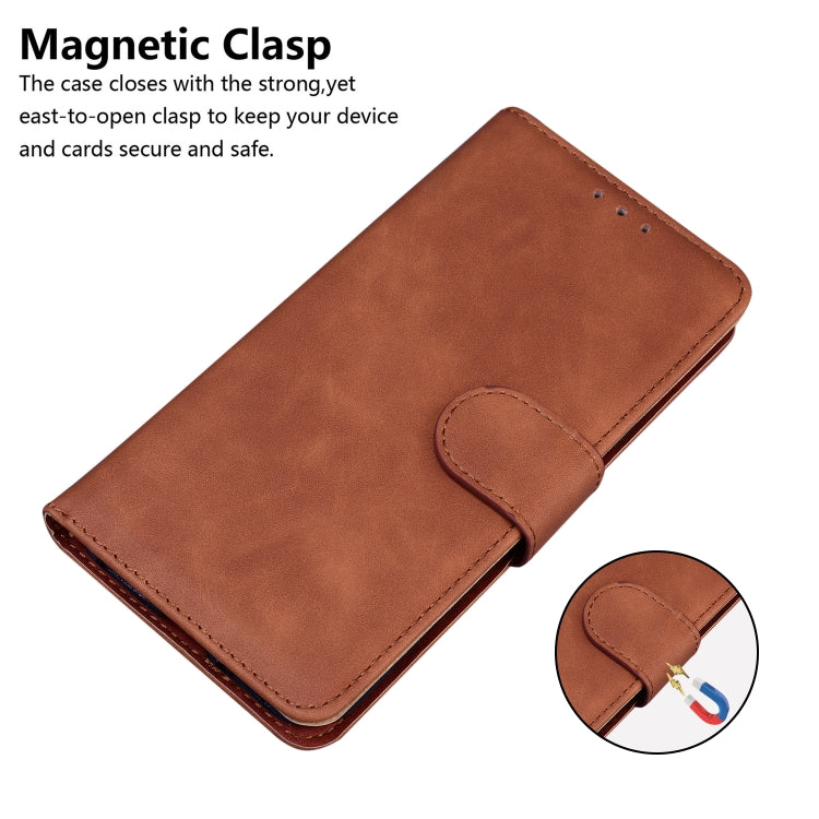 For Google Pixel 9 Pro Skin Feel Pure Color Flip Leather Phone Case(Brown)