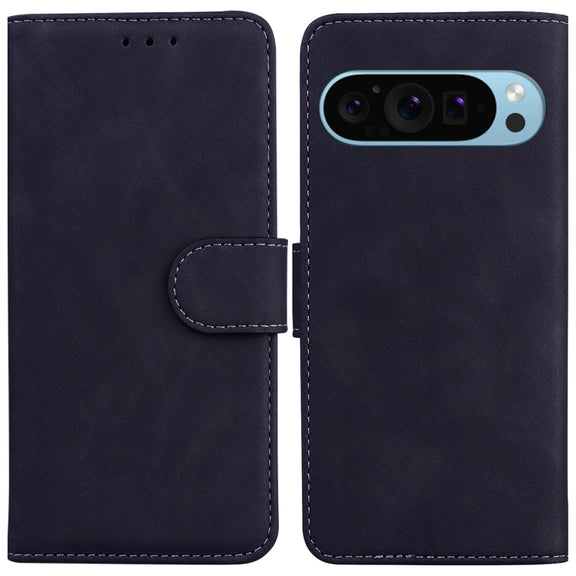 For Google Pixel 9 Pro Skin Feel Pure Color Flip Leather Phone Case(Black)