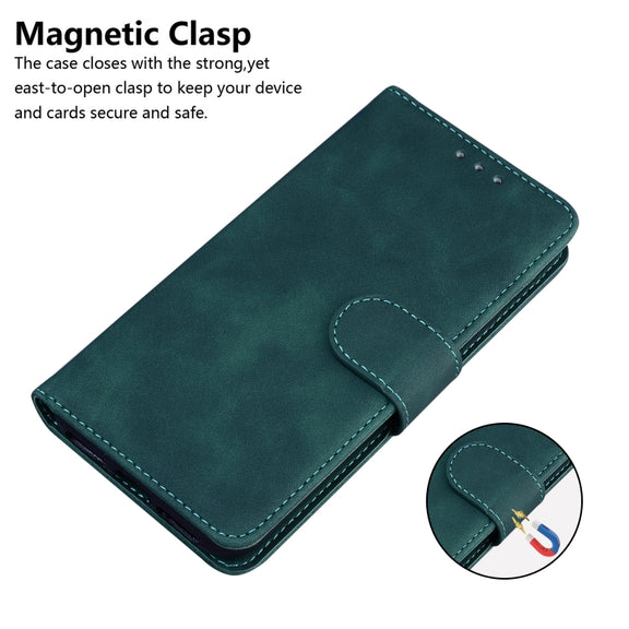 For Google Pixel 9 Skin Feel Pure Color Flip Leather Phone Case(Green)