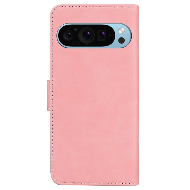 For Google Pixel 9 Skin Feel Pure Color Flip Leather Phone Case(Pink)