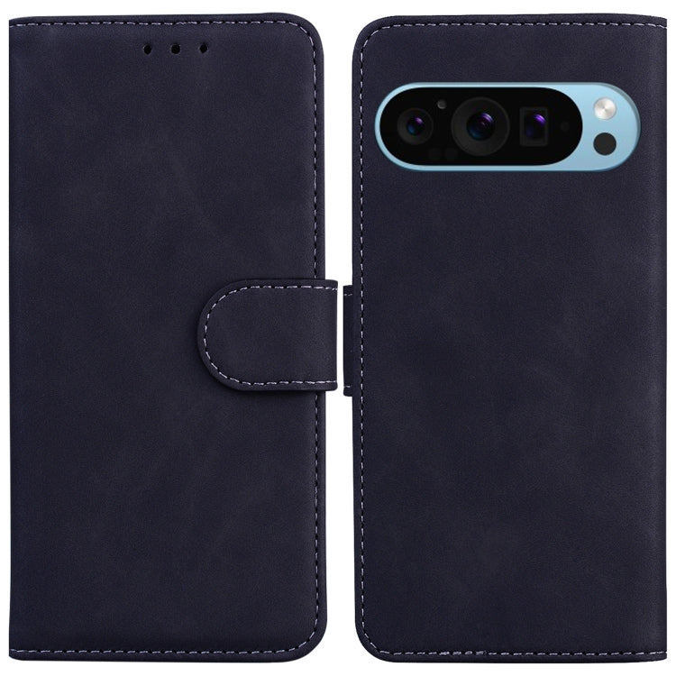 For Google Pixel 9 Skin Feel Pure Color Flip Leather Phone Case(Black)