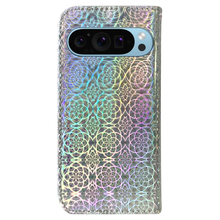 For Google Pixel 9 Colorful Magnetic Buckle Leather Phone Case(Silver)