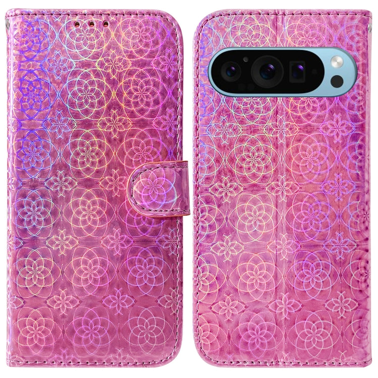 For Google Pixel 9 Colorful Magnetic Buckle Leather Phone Case(Pink)