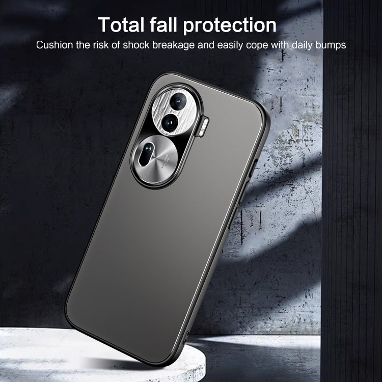 For OPPO Reno11 Global R-JUST RJ-61 Electroplating Frosted TPU + PC Phone Case(Grey)