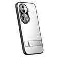 For OPPO Reno11 Pro Global R-JUST RJ-61 Electroplating Frosted TPU + PC Phone Case with Holder(Silver) - OPPO Cases by R-JUST | Online Shopping South Africa | PMC TechLife | Buy Now Pay Later Mobicred