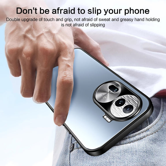 For OPPO Reno11 Pro Global R-JUST RJ-61 Electroplating Frosted TPU + PC Phone Case with Holder(Silver)