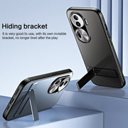 For OPPO Reno11 Pro Global R-JUST RJ-61 Electroplating Frosted TPU + PC Phone Case with Holder(Silver)