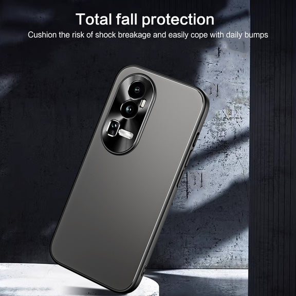 For OPPO Reno10 Pro+ Global R-JUST RJ-61 Electroplating Frosted TPU + PC Phone Case with Holder(Silver)