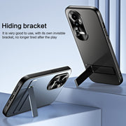 For OPPO Reno10 Pro+ Global R-JUST RJ-61 Electroplating Frosted TPU + PC Phone Case with Holder(Silver)