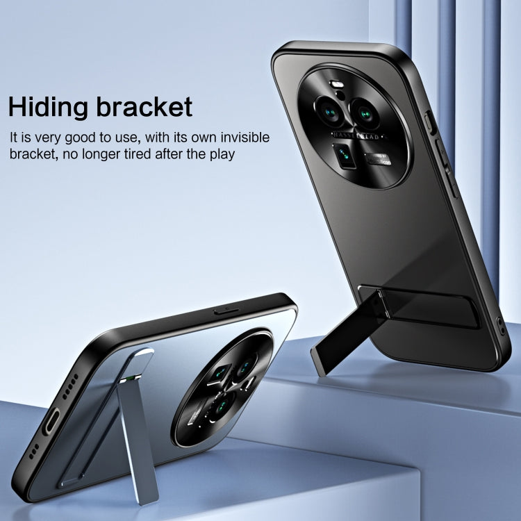 For OPPO Find X6 R-JUST RJ-61 Electroplating Frosted TPU + PC Phone Case with Holder(Silver)