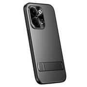 For OPPO Reno9 Pro+ R-JUST RJ-61 Electroplating Frosted TPU + PC Phone Case with Holder(Grey)