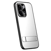For OPPO Reno9 Pro+ R-JUST RJ-61 Electroplating Frosted TPU + PC Phone Case with Holder(Silver)