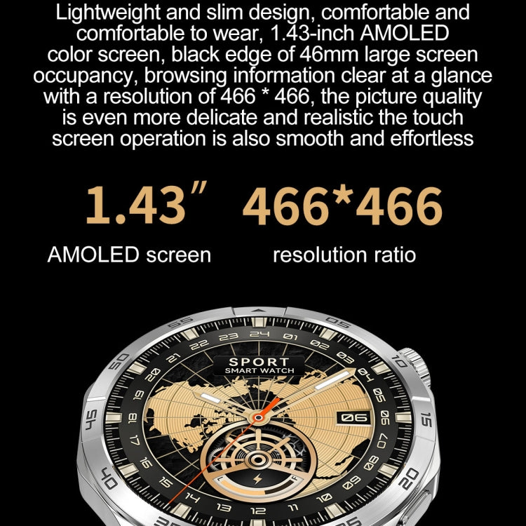 LEMFO HK4 1.43 inch AMOLED Round Screen Smart Watch Supports Bluetooth Calls(Silver)