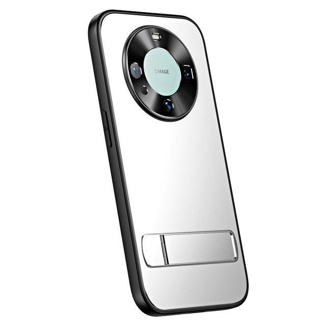 For Huawei Mate 60 R-JUST RJ-61 Electroplating Frosted TPU + PC Phone Case with Holder(Silver)