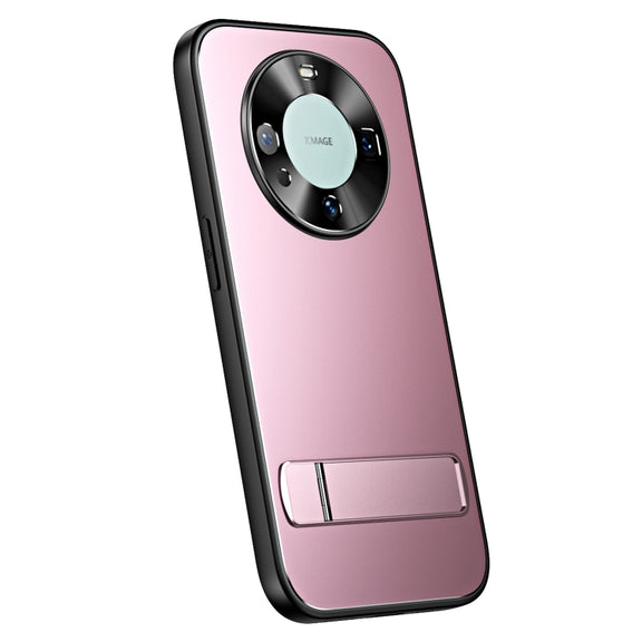 For Huawei Mate 60 R-JUST RJ-61 Electroplating Frosted TPU + PC Phone Case with Holder(Pink)