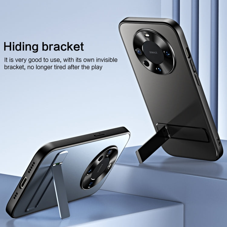 For Huawei Mate 60 Pro R-JUST RJ-61 Electroplating Frosted TPU + PC Phone Case with Holder(Silver)