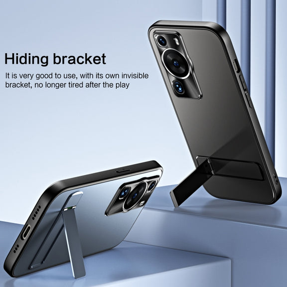 For Huawei P60 / P60 Pro R-JUST RJ-61 Electroplating Frosted TPU + PC Phone Case with Holder(Silver)