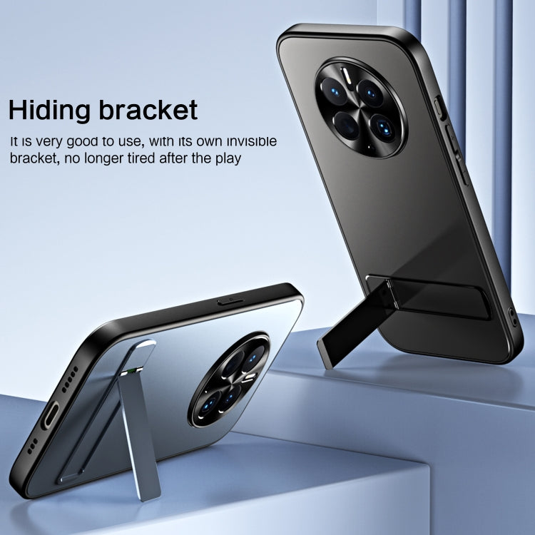 For Huawei Mate 50 R-JUST RJ-61 Electroplating Frosted TPU + PC Phone Case with Holder(Silver)