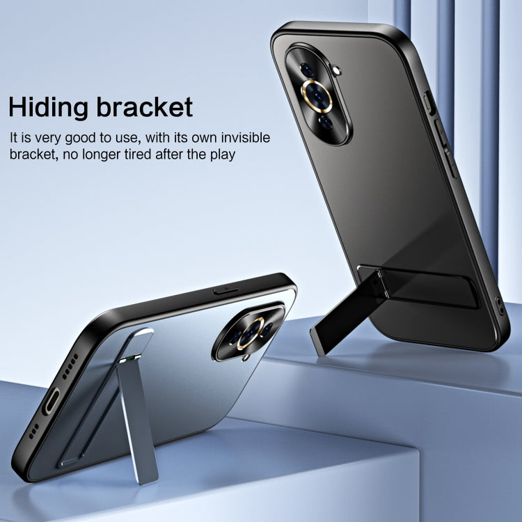 For Huawei nova 10 R-JUST RJ-61 Electroplating Frosted TPU + PC Phone Case with Holder(Silver)
