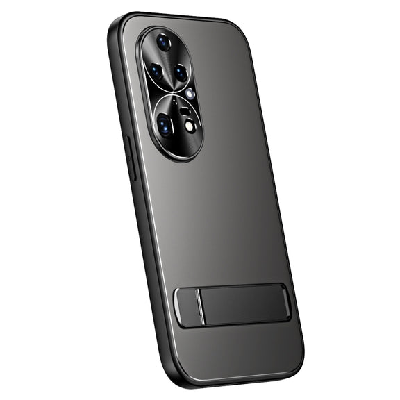For Huawei P50 R-JUST RJ-61 Electroplating Frosted TPU + PC Phone Case with Holder(Grey)